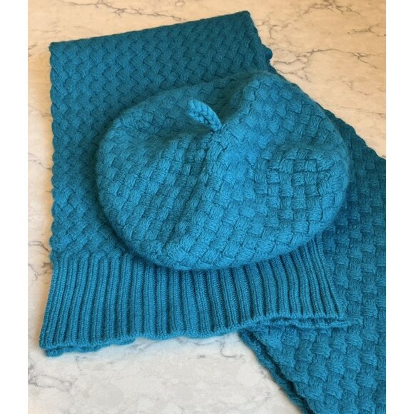 Boden Wool/Angora Beret And Scarf Set Basket weave SOFT - Picture 1 of 13